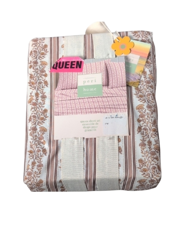 Peri Other - Peri Home Queen Sheet Set Tan Taupe Floral Print